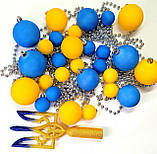 Верхівка на ялинку Тризуб блискучий і новорічні іграшки набір | новорічна прикраса |, фото 2