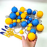 Верхівка на ялинку Тризуб блискучий і новорічні іграшки набір | новорічна прикраса |, фото 3