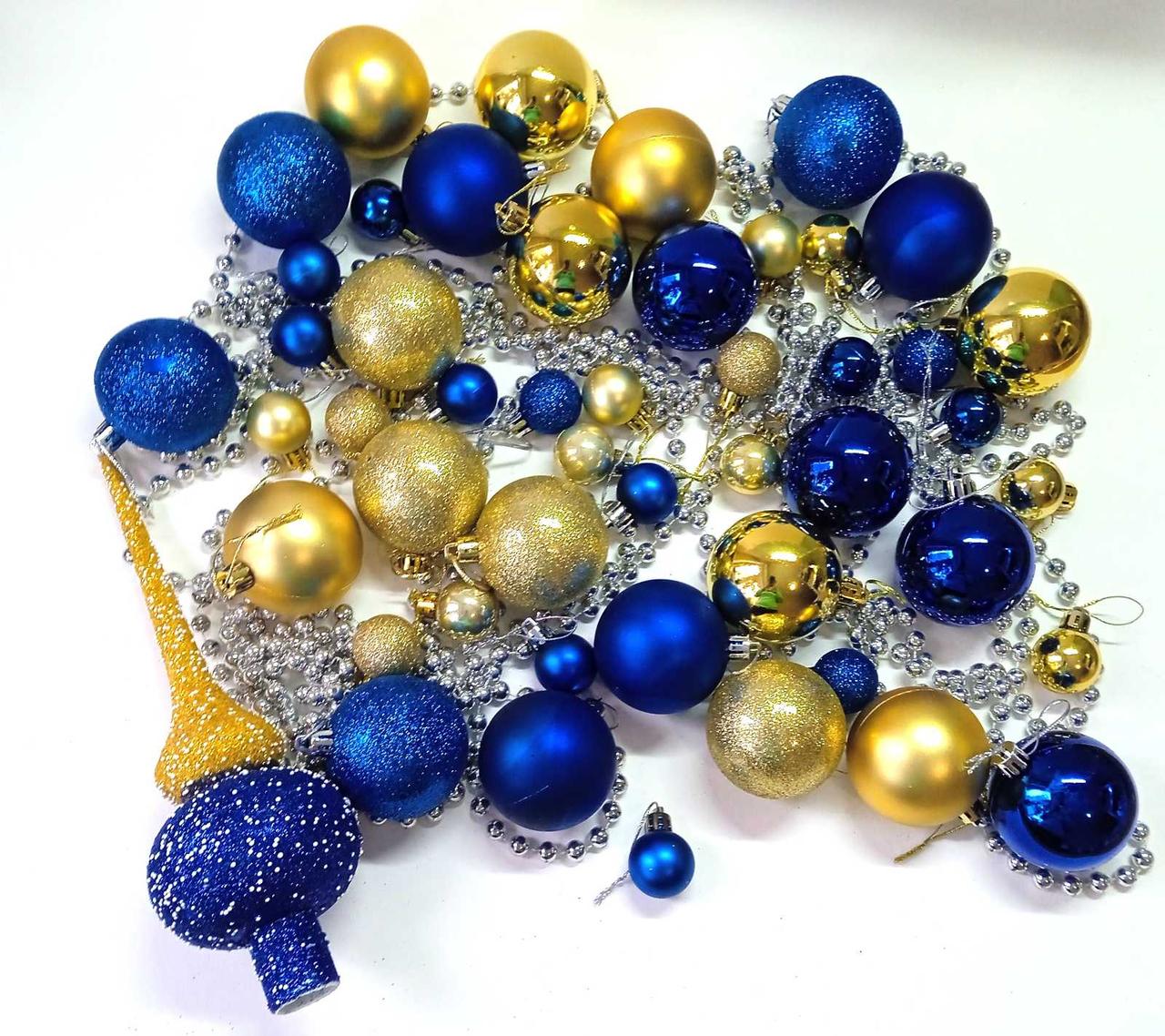 Верхівка на ялинку Тризуб блискучий і новорічні іграшки набір | новорічна прикраса |, фото 1