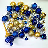 Верхівка на ялинку Тризуб блискучий і новорічні іграшки набір | новорічна прикраса |, фото 3