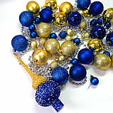 Верхівка на ялинку Тризуб блискучий і новорічні іграшки набір | новорічна прикраса |, фото 4