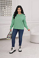 Трендовый базовый теплый женский мягкий вязаный свитер кофта вязка Турция батал большие размеры OS 50/52, Бирюзовый