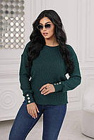 Трендовый базовый теплый женский мягкий вязаный свитер кофта вязка Турция батал большие размеры OS 58/60, Бутылка