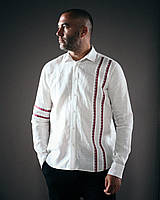 100%предоплата Рубашка вышиванка мужская льняная, дизайнерская, с машинной вышивкой, белая, М, L, XL, XXL, 3XL