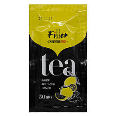 Концентрований чай натуральний у пакетиках "Імбир апельсин лимон" 50г ТМ Filler food