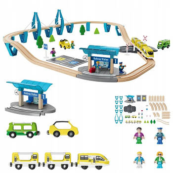 🚗 Дерев'яна залізниця PlayTive Залізничний вокзал 2,8 м 50 ел. 2023 NEW