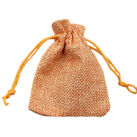 Упаковка подарочная Finding Мешочек на затяжках мешковина Оранжевый 70 мм x 90 мм