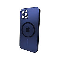 Чохол для смартфона AG Glass Matt Frame Color MagSafe Logo for Apple iPhone 12 Pro Max Navy Blue