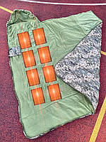 Спальний мішок із підігрівом зимовий до -30 Спальник 100х243см теплий з флісом та синтепоном. Піксель