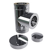 Трійник 90° для димоходу (сендвіч) нерж/нерж 0.8 мм/0.5 мм Ø 110/170