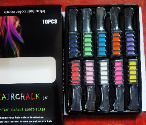 Набір крейди для волосся 10 шт. Hair chalk Різнобарвні барвники гребінець для дітей і дорослих (80)), фото 1