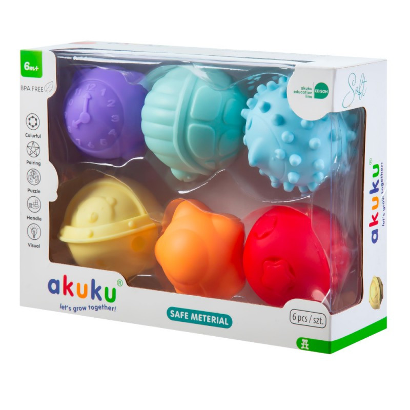 Набір сенсорних кульок 6 шт, Akuku A640