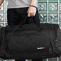 Спортивная сумка черная Reebok белое лого с водоотталкивающей пропиткой ремень в комплекте