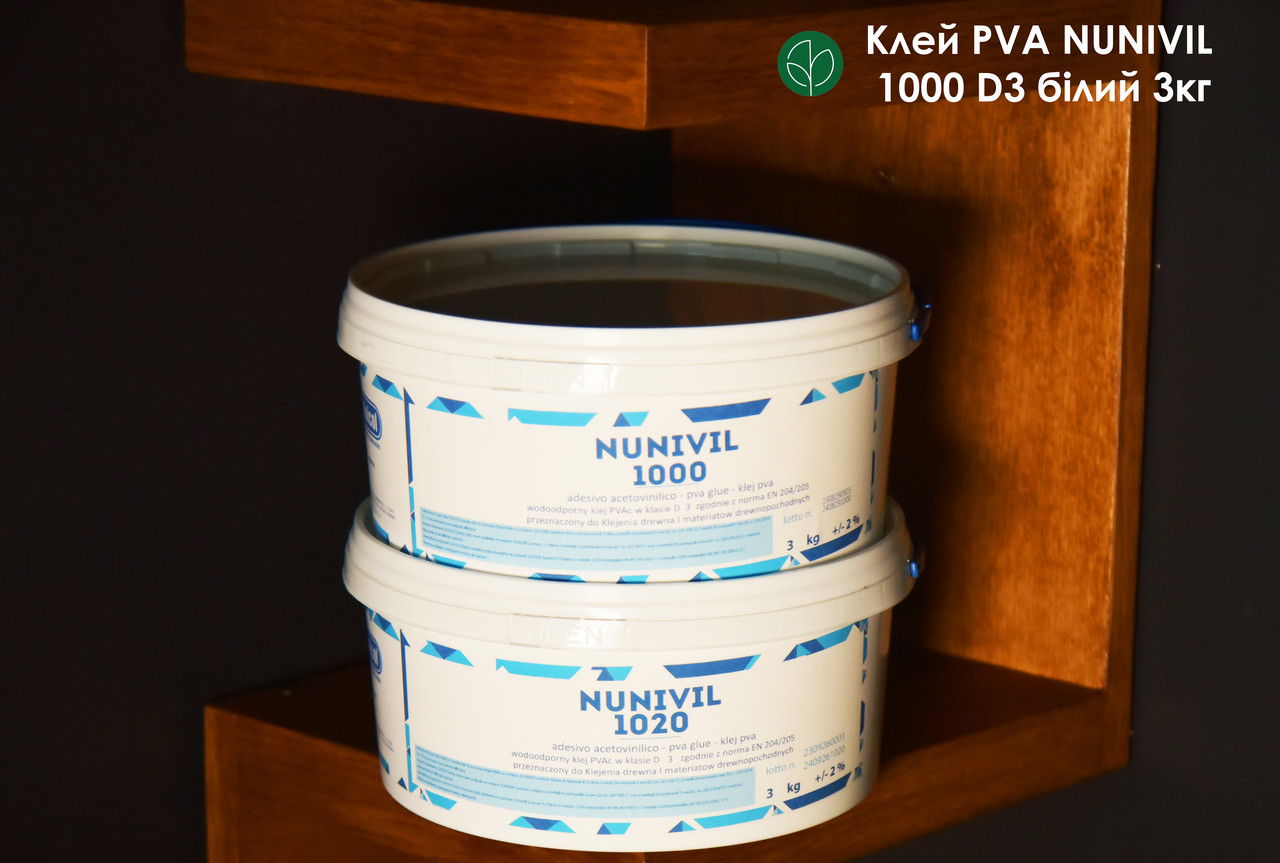 Клей PVA NUNIVIL 1000 D3 білий 3кг