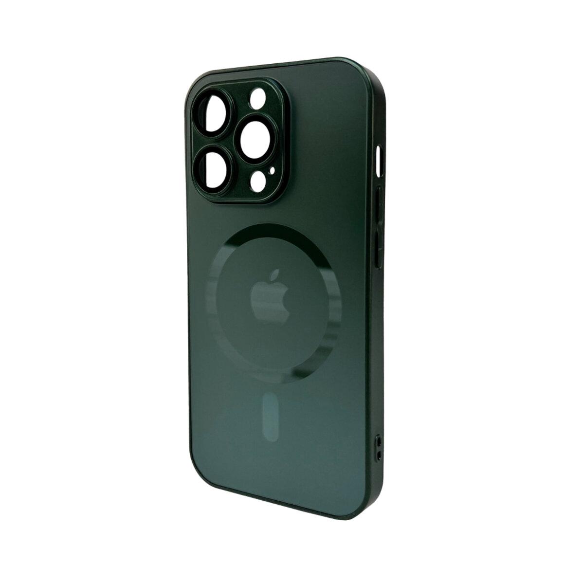 Чохол для смартфона AG Glass Matt Frame Color MagSafe Logo for Apple iPhone 15 Pro Max Cangling Green
