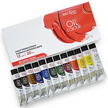 Олійні фарби 12 кольорів 20 мл, Rosa Gallery 131004