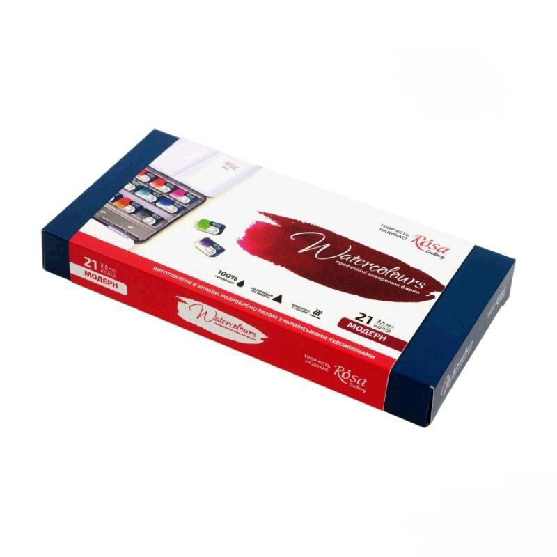 Фарби акварельні 21 колір в кюветах 2,5 мл, Rosa Gallery Modern 340221, фото 1