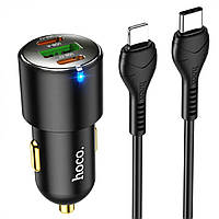 Автомобільний зарядний пристрій HOCO NZ6 PD45W 3-port(2C1A) car charger set(Type-C to iP) Black