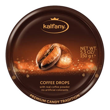 Льодяники в банку Kalfany Coffee Candies кави 150гр, (10 шт/ящ)