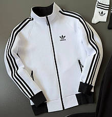 Чоловічий спортивний костюм із жилеткою adidas утеплений біло-чорний, фото 5
