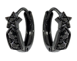 Сережки Xuping Позолота Black (чорне золото) колечка "Візерунок зірочки з кристалами"