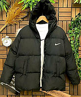 Женская стильная куртка Найк пуховик стеганная зимняя теплая курточка на подкладке синтепон 250 оверсайз OS