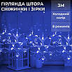 Гірлянда штора сніжинки синя 3х0.9 м 145 LED святкова новорічна з фігурками, гірлянди завіса, фото 3