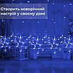 Гірлянда штора сніжинки синя 3х0.9 м 145 LED святкова новорічна з фігурками, гірлянди завіса, фото 8