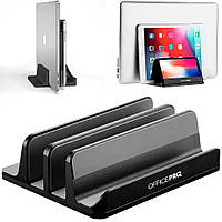 Вертикальная подставка для ноутбука / макбука, планшета и телефона Office Pro, черная, алюминиевая