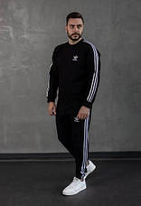 Стильний чоловічий костюм adidas утеплений чорний із шапкою, фото 5
