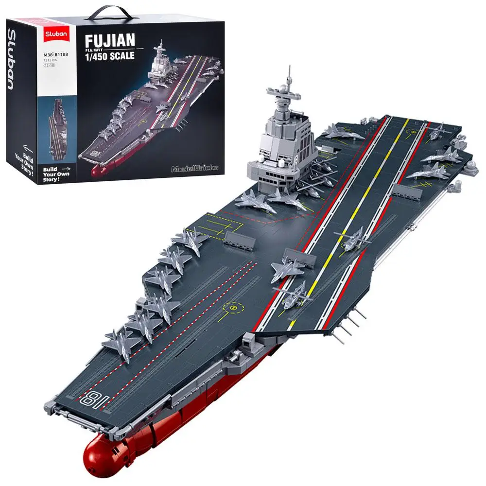 Конструктор для мальчика Sluban Model Bricks "Авианосец", 1312 детали M38-B1188
