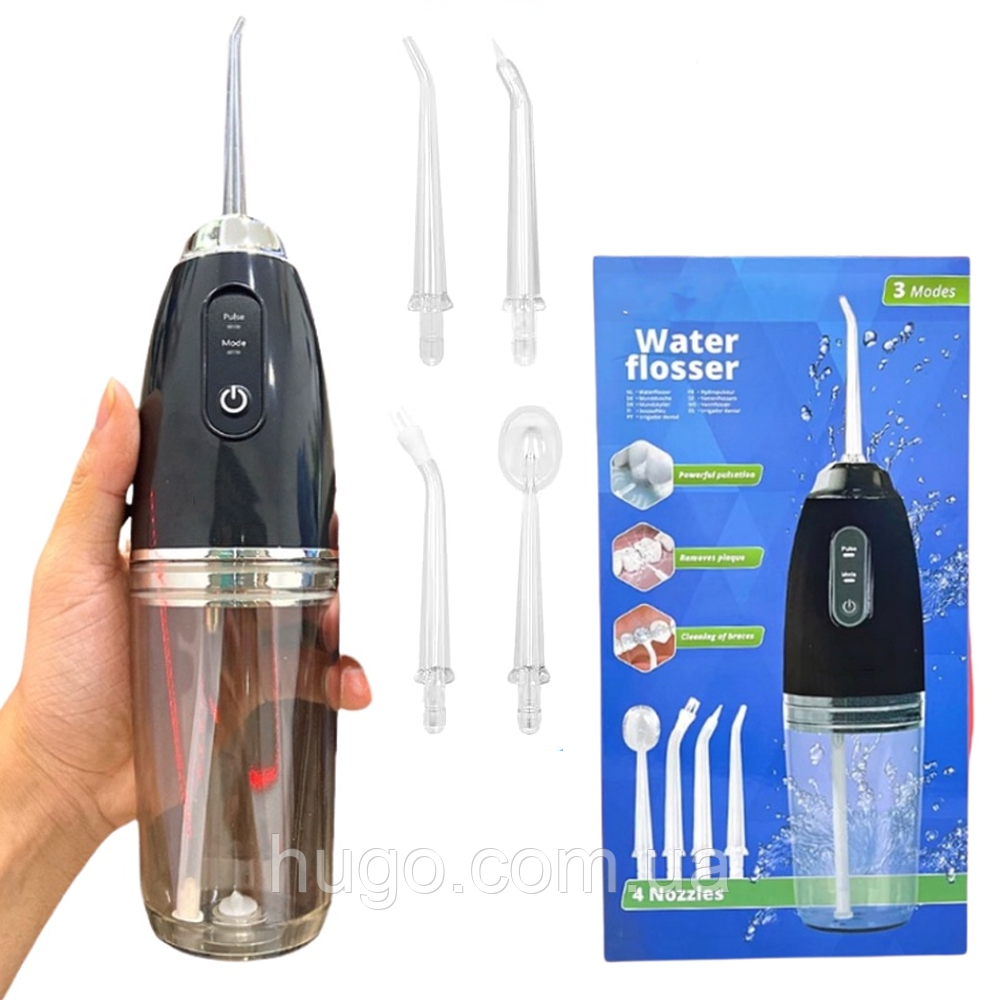 Бездротовий іригатор з USB для зубів та порожнини + 4 насадки WATER FLOSESR / Портативний іригатор, фото 1