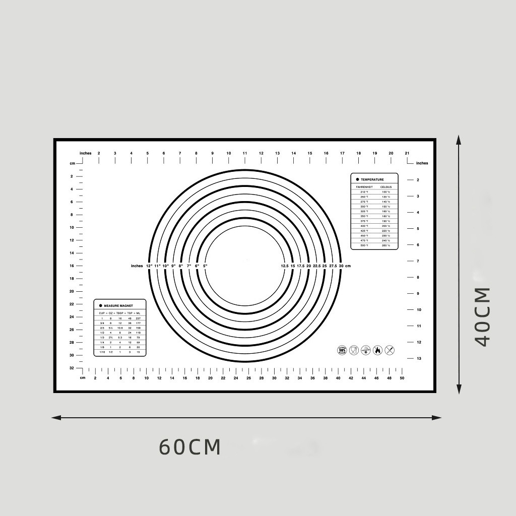 Килимок силіконовий Білий для розкочування і випічки 50*40 см з розміткою