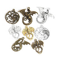 Підвіски Finding Кулони дракон 7 видів Античне срібло 4.6 см x 4.3 см - 3.5 см x 2.8 см Упаковка 7 шт