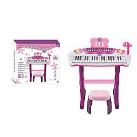 Пианино игрушечное 883 B 12 функций, микрофон, подсветка, запись звука, звуковые эффекты, стул, в коробке