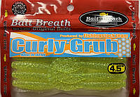 Приманка Bait Breath Curly Grub 4.5" (8шт) Ur27 Chartreuse/Silver