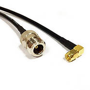 Кабель антенний пігтейл SMA Male кутовий 90° - Type N Female 50см RG-58 адаптер перехідник подовжувач антен, фото 3