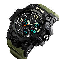 Часы наручные мужские SKMEI 1155BAG, часы тактические противоударны, армейские часы. YV-143 Цвет: зеленый sss