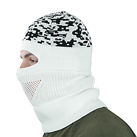 Тактическая зимняя маска балаклава белый зсу, Вязаные военные зимние шапки балаклавы, Подшлемник маска для всу