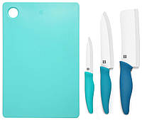 Кухонный набор Huo Hou Fire Ceramic Knife Cutting Board Set Blue