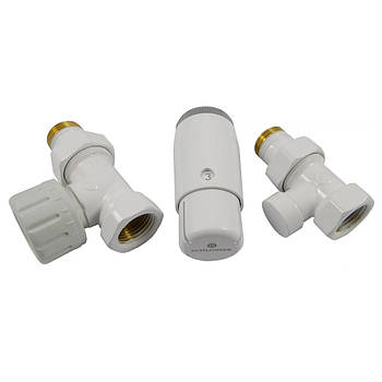 Радіаторний комплект Schlosser 1/2" М30х1,5 прямий, термостатичний, білий
