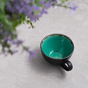 Набір чашок для кави 100 мл Зелена лагуна 8 предметів гарний комплект чашок та блюдець, фото 2