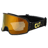 Маска горнолыжная с зеркальным покрытием Zelart Ski Goggles 022-6 Black-Yellow