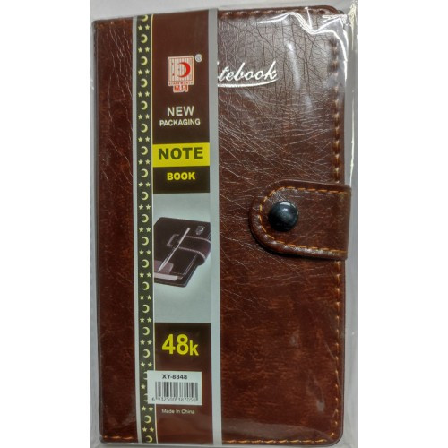 Блокн. шкір. зам. на кнопці з ручкою No 2020-48K Коричневий (10*18 см) 76 л