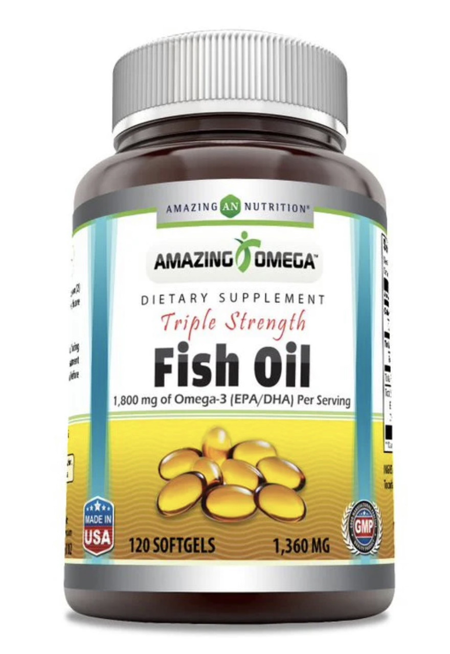 Риб'ячий жир Amazing Nutrition Triple Strength Fish Oil 1800 mg of Omega-3 на порцію 120 гелевих капсул