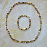 Буси та браслет 100% натуральний бурштин галтівка та чеське скло вага 17,3 г, фото 2