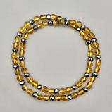 Буси та браслет 100% натуральний бурштин галтівка та чеське скло вага 17,3 г, фото 5