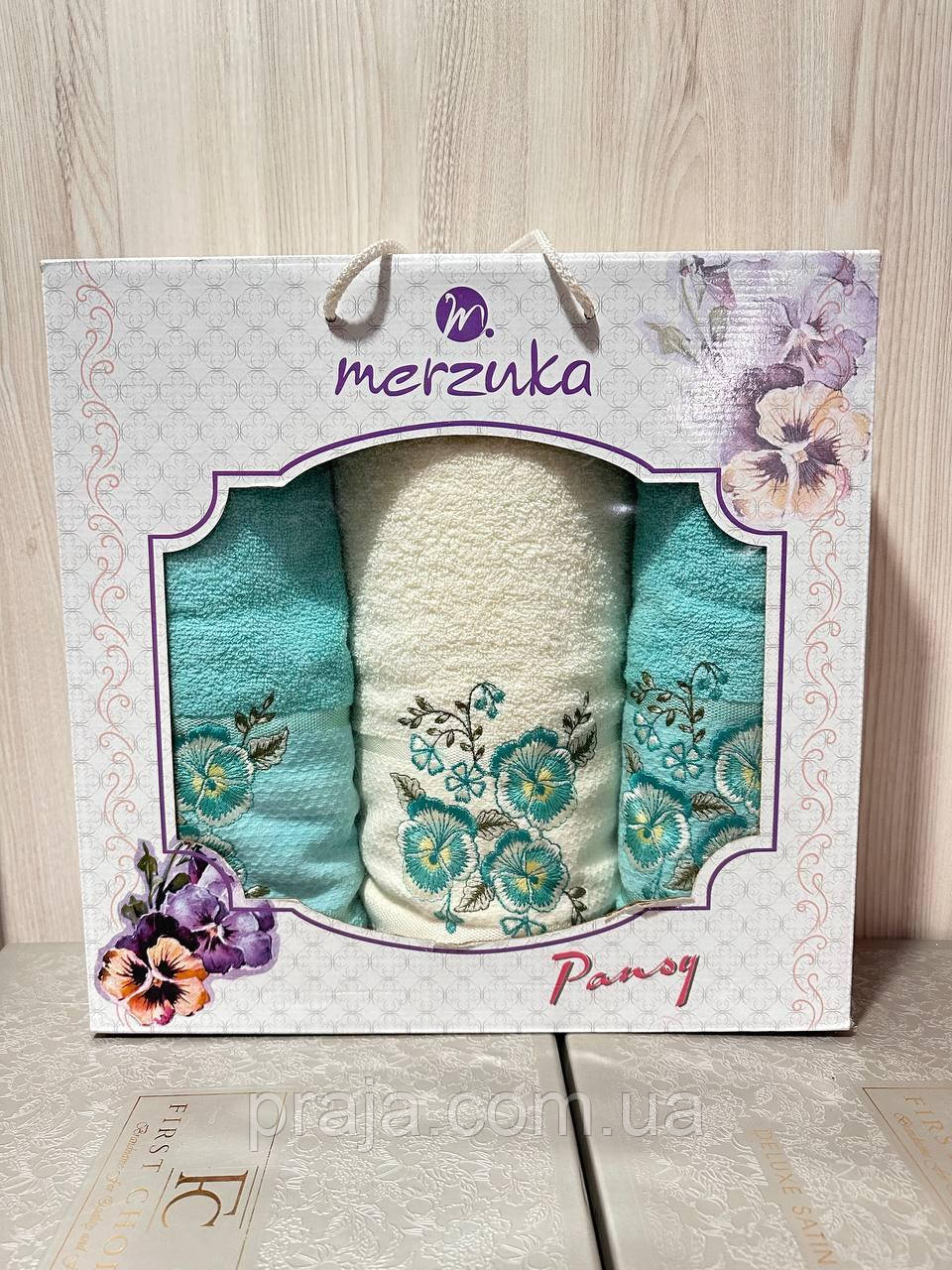 Набір махрових рушників "Merzuka" 3шт подарункова коробка