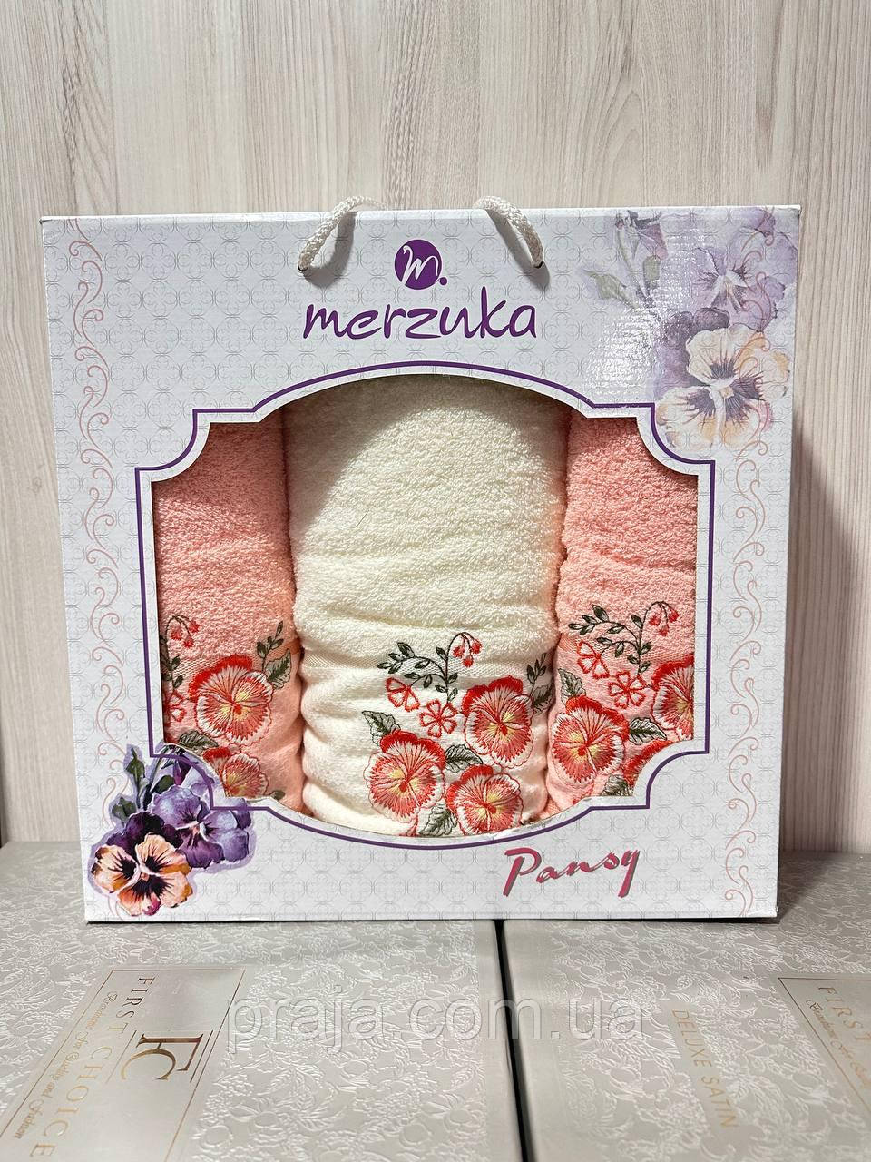 Набір махрових рушників "Merzuka" 3шт подарункова коробка