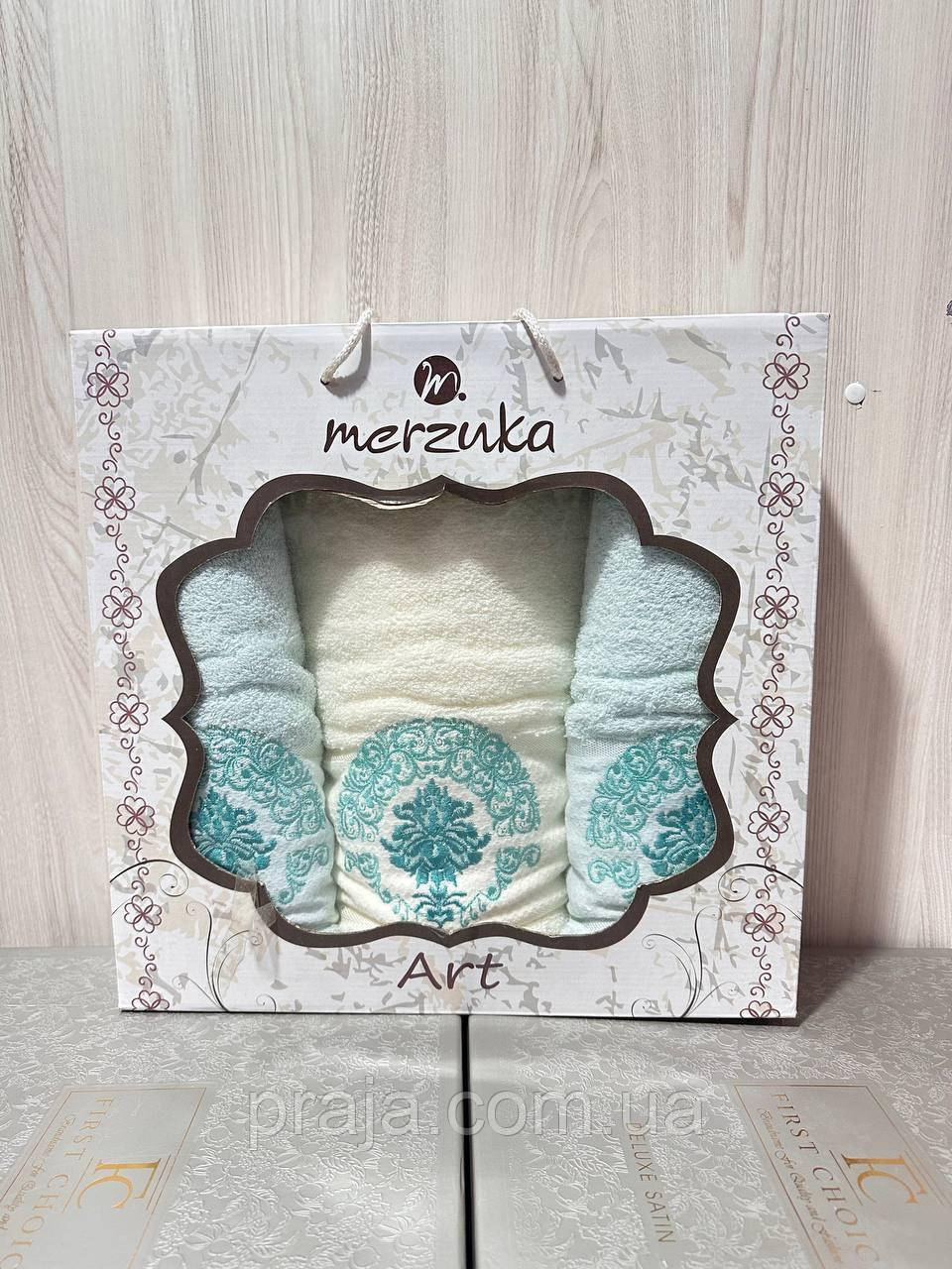 Набір махрових рушників "Merzuka" 3шт подарункова коробка, фото 1